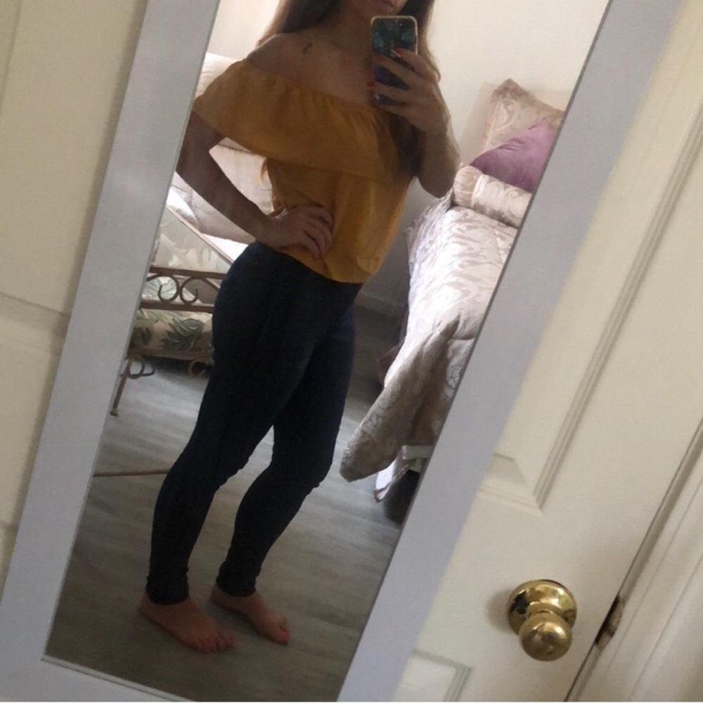 Mustard yellow off the shoulder top
